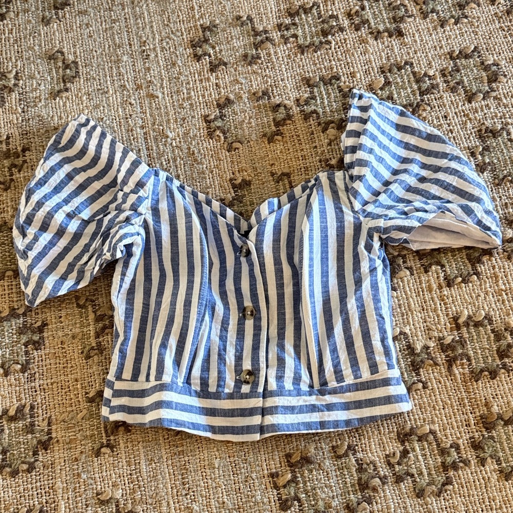 Topshop Blue and White Striped Blouse